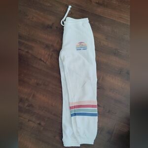 Women's New Without Tags Ron Jon White Sweatpants w/Multicolor Stripes Size XL